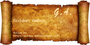 Gulden Ambos névjegykártya